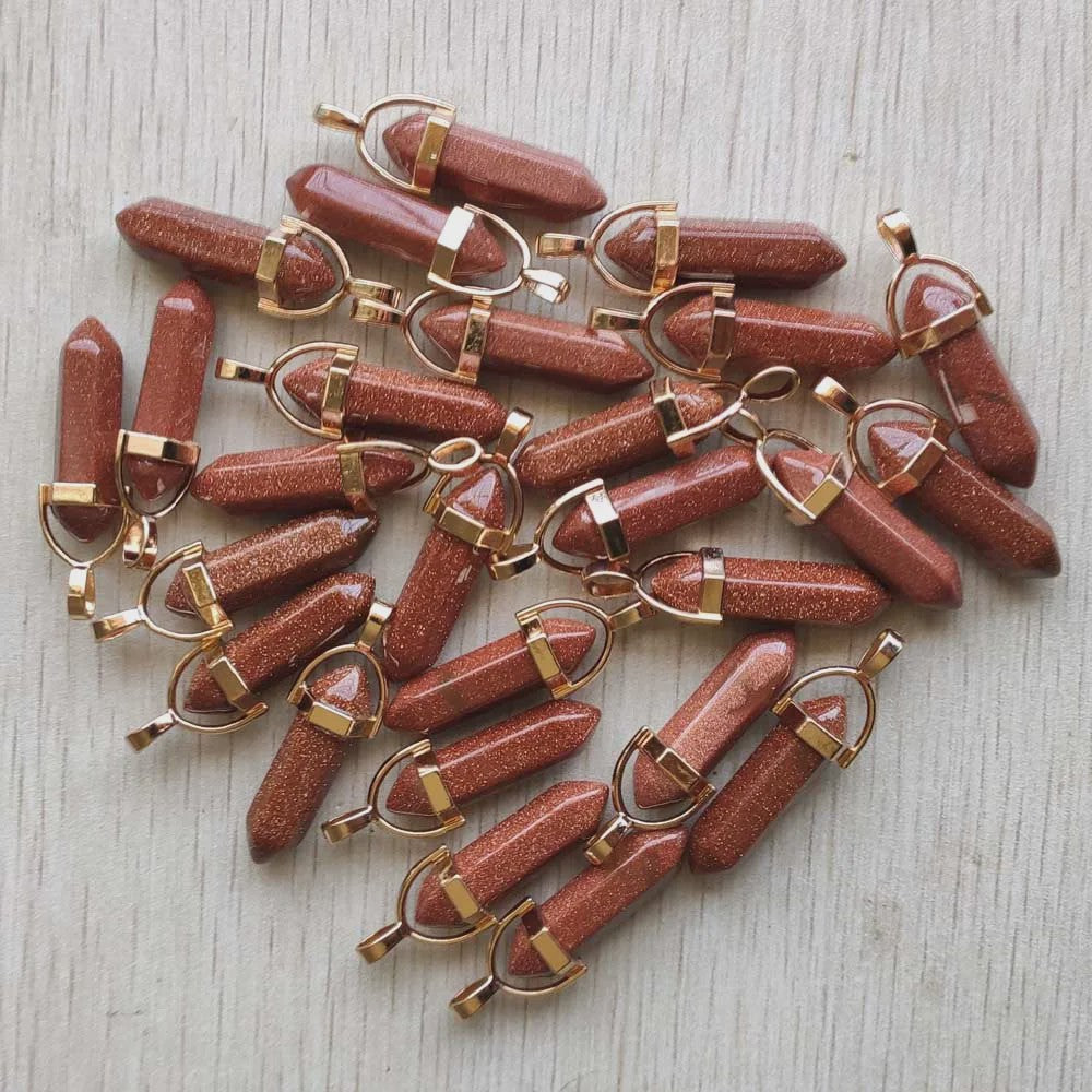 Natuurlijke Groene Aventurijn Kristal Pilaren Hangers - 24 Stuks Set voor Sieraden Maken