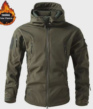 Heren Softshell Fleece Outdoor Jas met Capuchon - Winddicht & Warm voor Camping, Hiking, Jagen