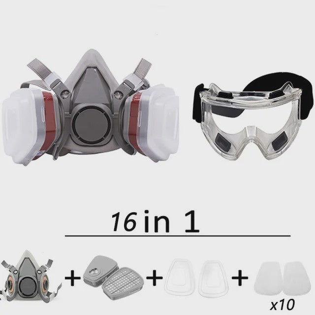 Professioneel Half-Face Stof- en Gasmasker met Verwisselbare Filters voor Schilderen en Spuiten