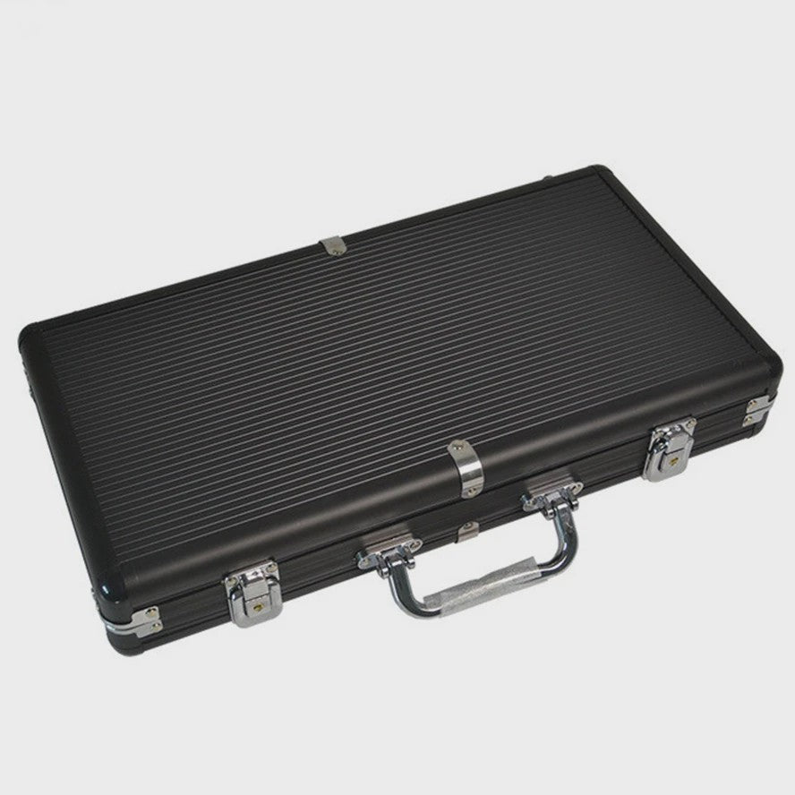 Aluminium Poker Chip Koffer - Zwart/Zilver - 100-500 Chips