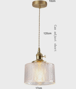 Vintage Groene Glazen Hanglamp - Nordic Stijl, Koperen Accent
