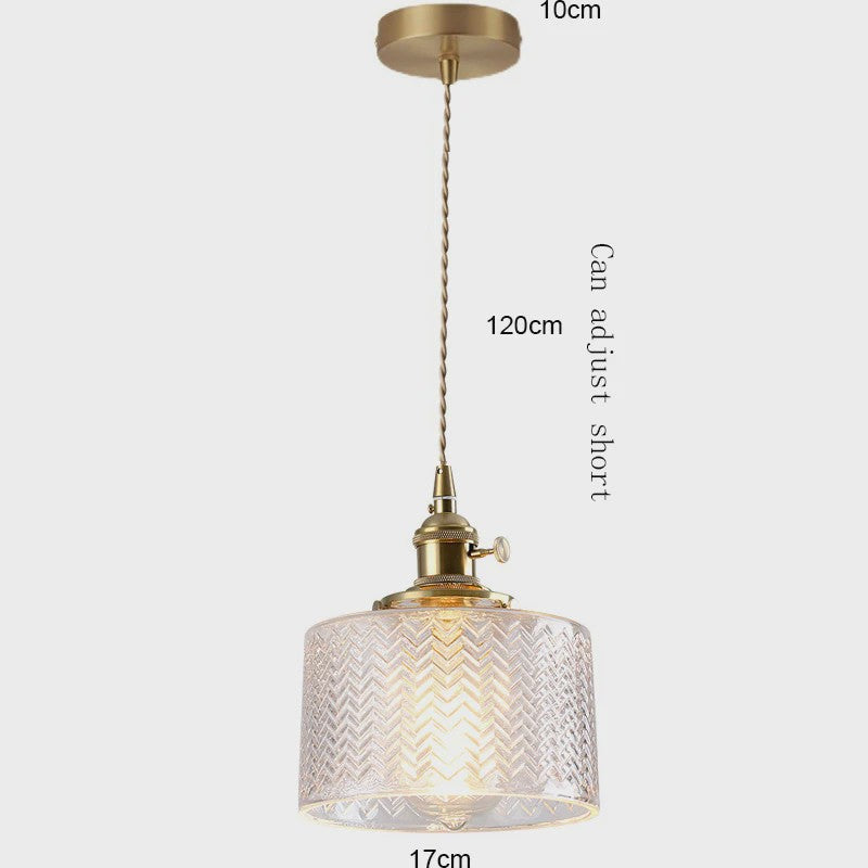 Vintage Groene Glazen Hanglamp - Nordic Stijl, Koperen Accent
