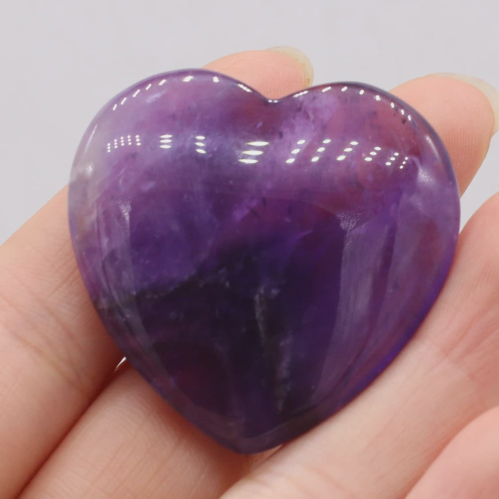 Natuursteen Hart Amethist & Rozenkwarts - 40mm Kristal Ornament