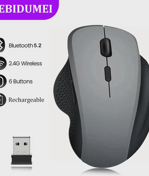 Ergonomische Draadloze Muis: 2.4G & Bluetooth, Oplaadbaar, 1600 DPI, 6 Knoppen