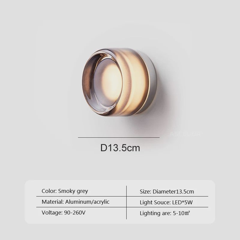 Moderne LED Wandlamp - Sfeervolle Amber & Smokey Grey Glas - Woonkamer, Hal, Studiekamer