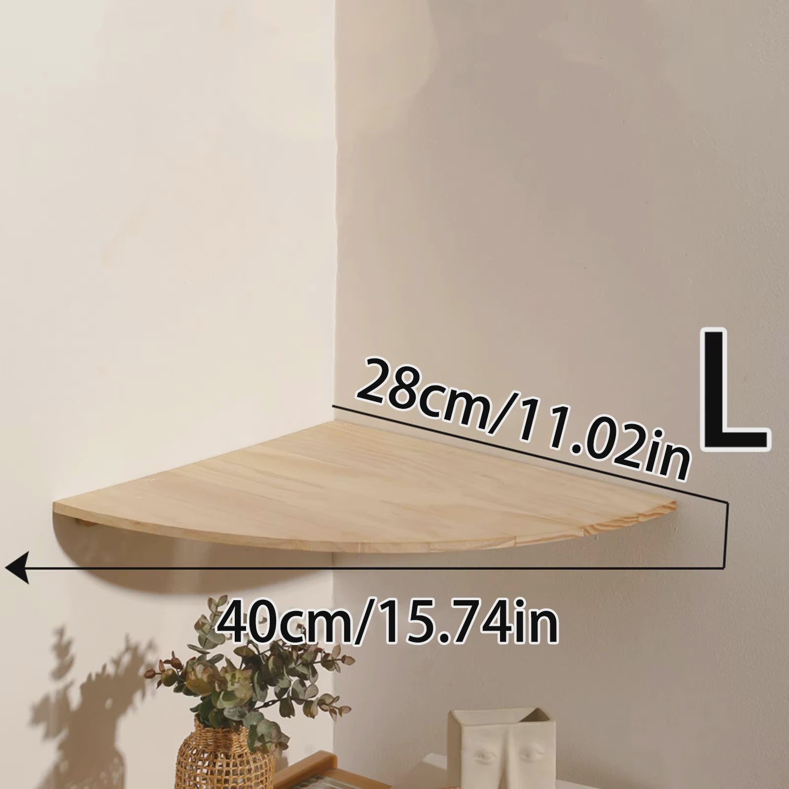 Set van 3 Houten Hoekplanken - Drijvende Wandplanken met Golvende Rand