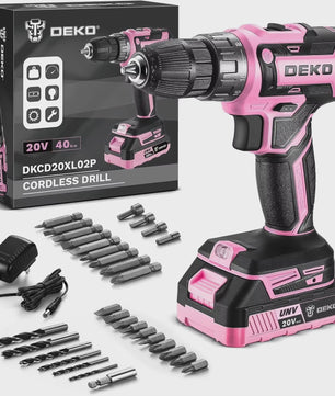 DEKO 20V Accuboormachine Set met Batterij en Lader - Krachtig en Veelzijdig