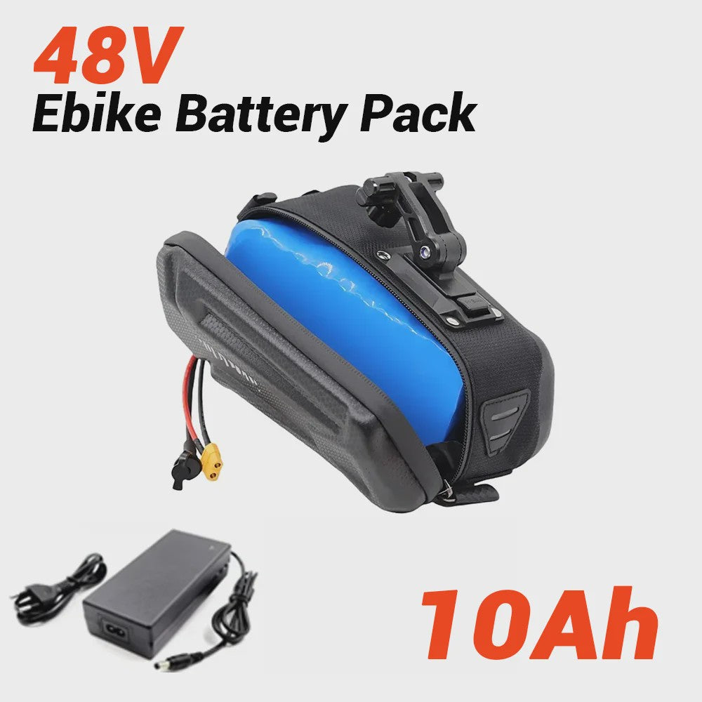 Waterproof E-bike Batterij Pack 36V/48V 10Ah/12Ah Li-ion met 2A Snellader