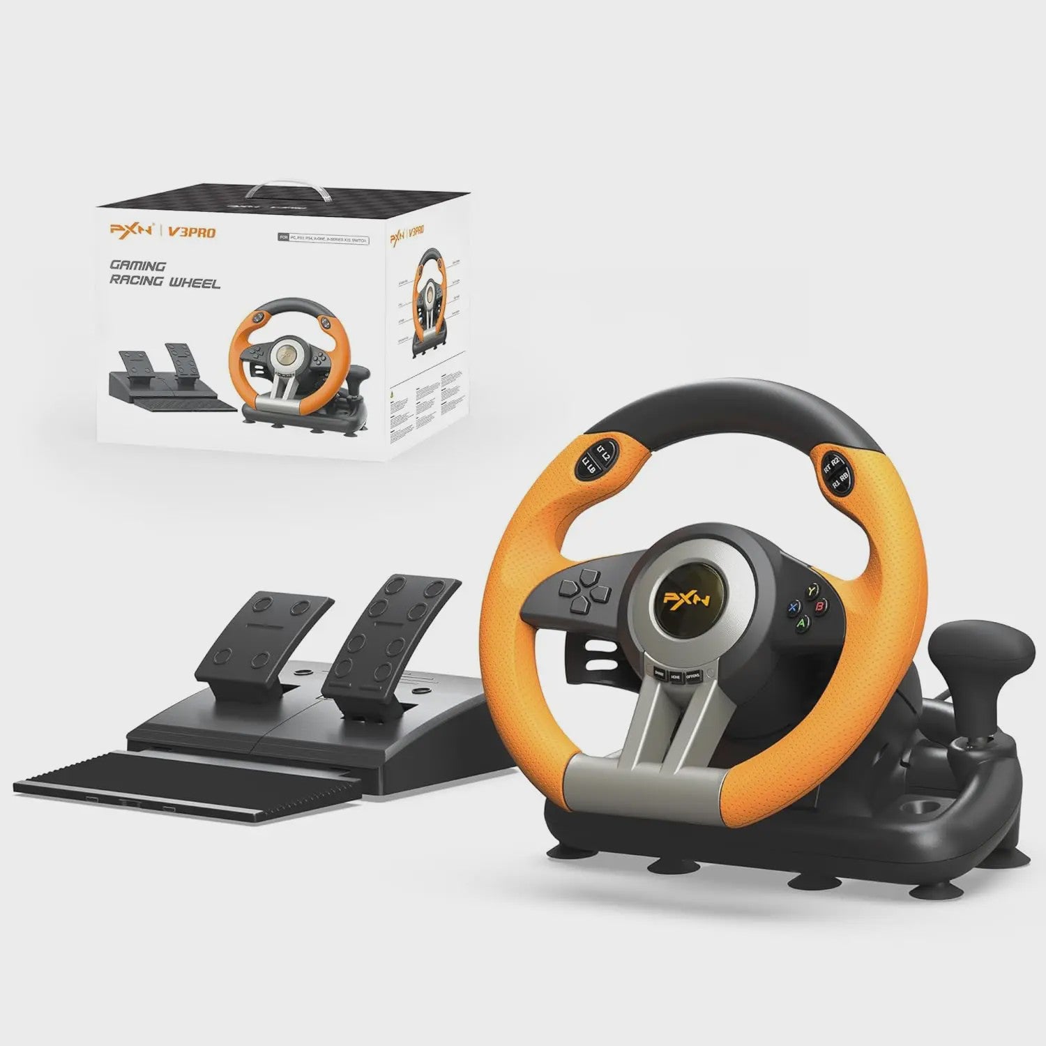 PXN V3 PRO Racing Wheel met Pedalen - 180° USB Stuurwiel voor PC, PlayStation, Xbox & Switch