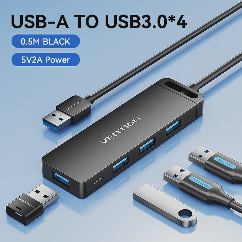 Vention USB 3.0 Hub met 4 Poorten - Hoge Snelheid & Brede Compatibiliteit