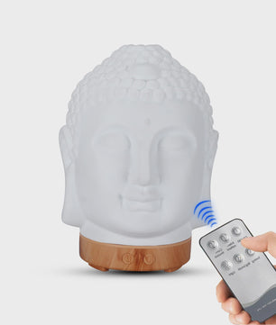 Buddha Hoofd Aroma Diffuser met Nachtlampje - 100ml Etherische Olie Verstuiver