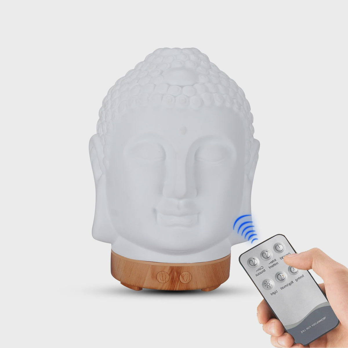 Buddha Hoofd Aroma Diffuser met Nachtlampje - 100ml Etherische Olie Verstuiver