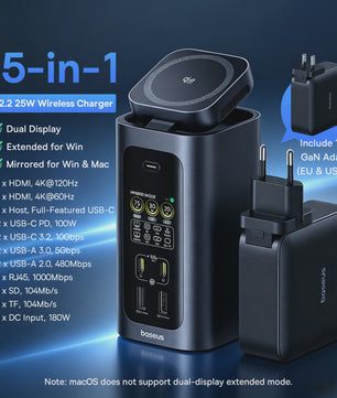Baseus 15-in-1 USB-C Docking Station met 160W PD & 25W Draadloze Charger