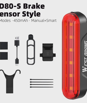 Slimme Fietslamp Achterlicht met Laser & Rem sensor - USB Oplaadbaar, Waterdicht