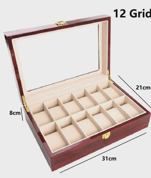 Luxe Houten Horlogedoos met Glas - Diverse Slots & Stijlvolle Opbergoplossing