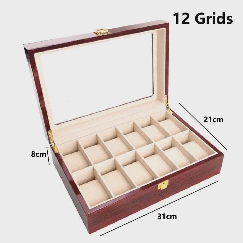 Luxe Houten Horlogedoos met Glas - Diverse Slots & Stijlvolle Opbergoplossing