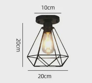 Industriële Hanglamp Zwart - Diamant Kooi Design - 3-Lichts