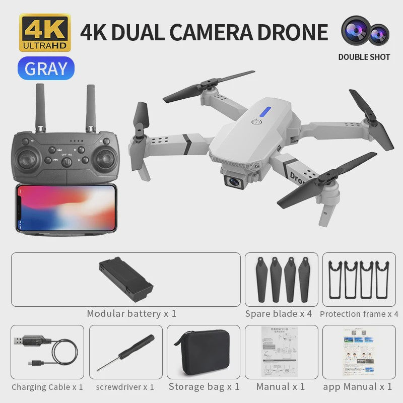 Opvouwbare FPV WiFi Drone met 4K Camera en Vliegstabilisatie - Perfect Cadeau