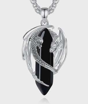 Obsidiaan Draak Ketting - Vintage Kristal Hanger met Spirituele Kracht voor Mannen en Vrouwen