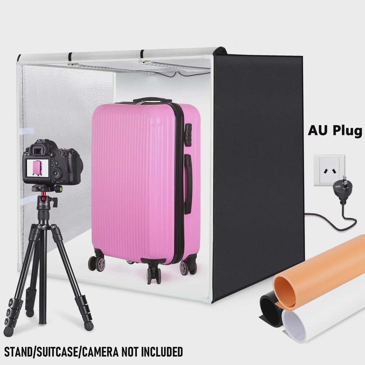 80cm Fotostudio Lightbox Kit met 3 Kleuren Achtergronden & 80W Verlichting