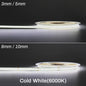 Flexibele COB LED Strip 12V/24V - Hoge Dichtheid, Dimbaar, 3mm/5mm Breedte, RA90