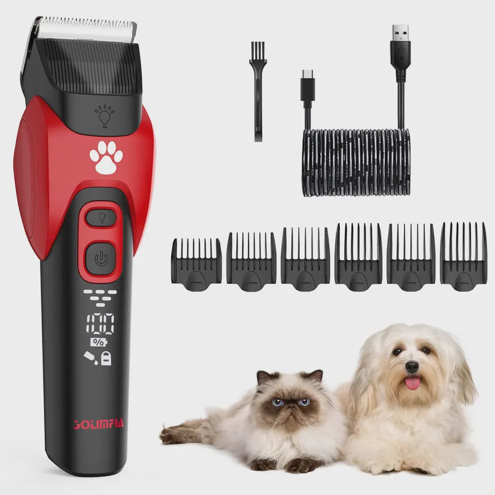 Solimpia Professionele Hond & Kat Trimmer - Krachtige 6500RPM Motor, USB Oplaadbaar, 180 Min Gebruikstijd, Stille Werking
