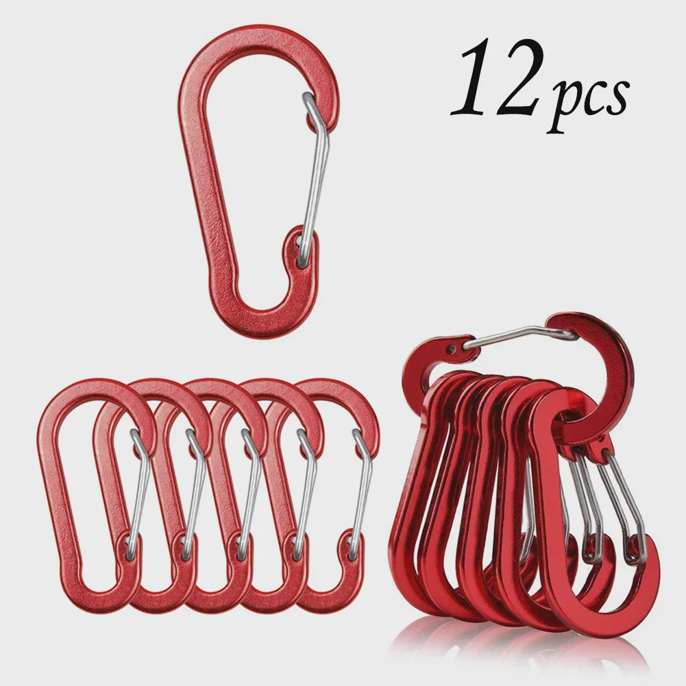 Aluminium Karabijnhaak Clips - Set van 1/6/12 stuks - Sleutelhanger, Outdoor, Camping, Wandelen