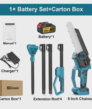 Gisam Telescopische Accu Kettingzaag 8-Inch - Snoeien op Afstand met Makita 18V Batterij