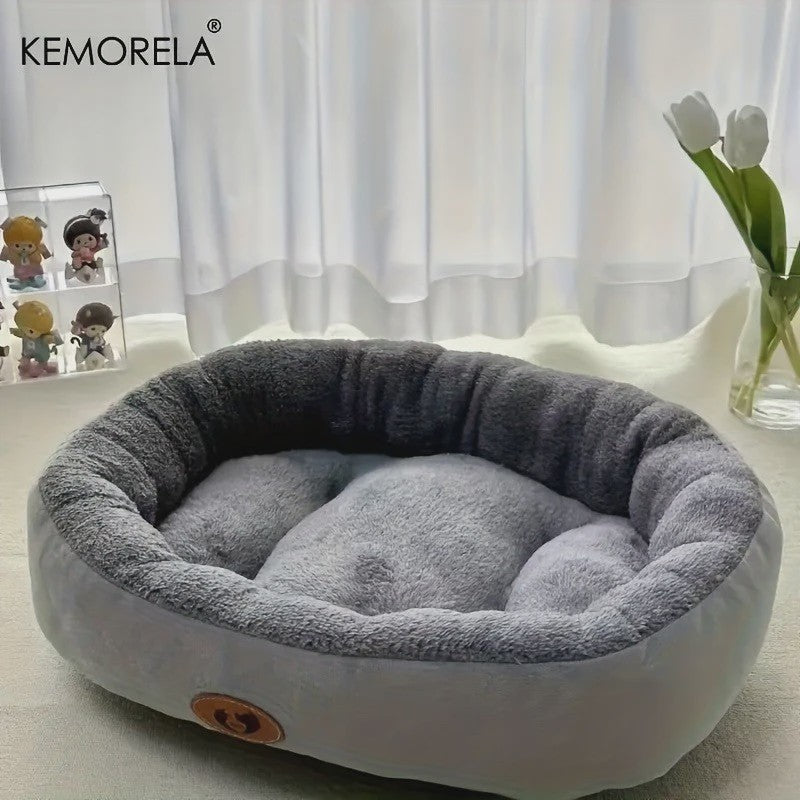 Pluche Ovaal Huisdierbed - Machinewasbaar & Comfortabel voor Hond & Kat