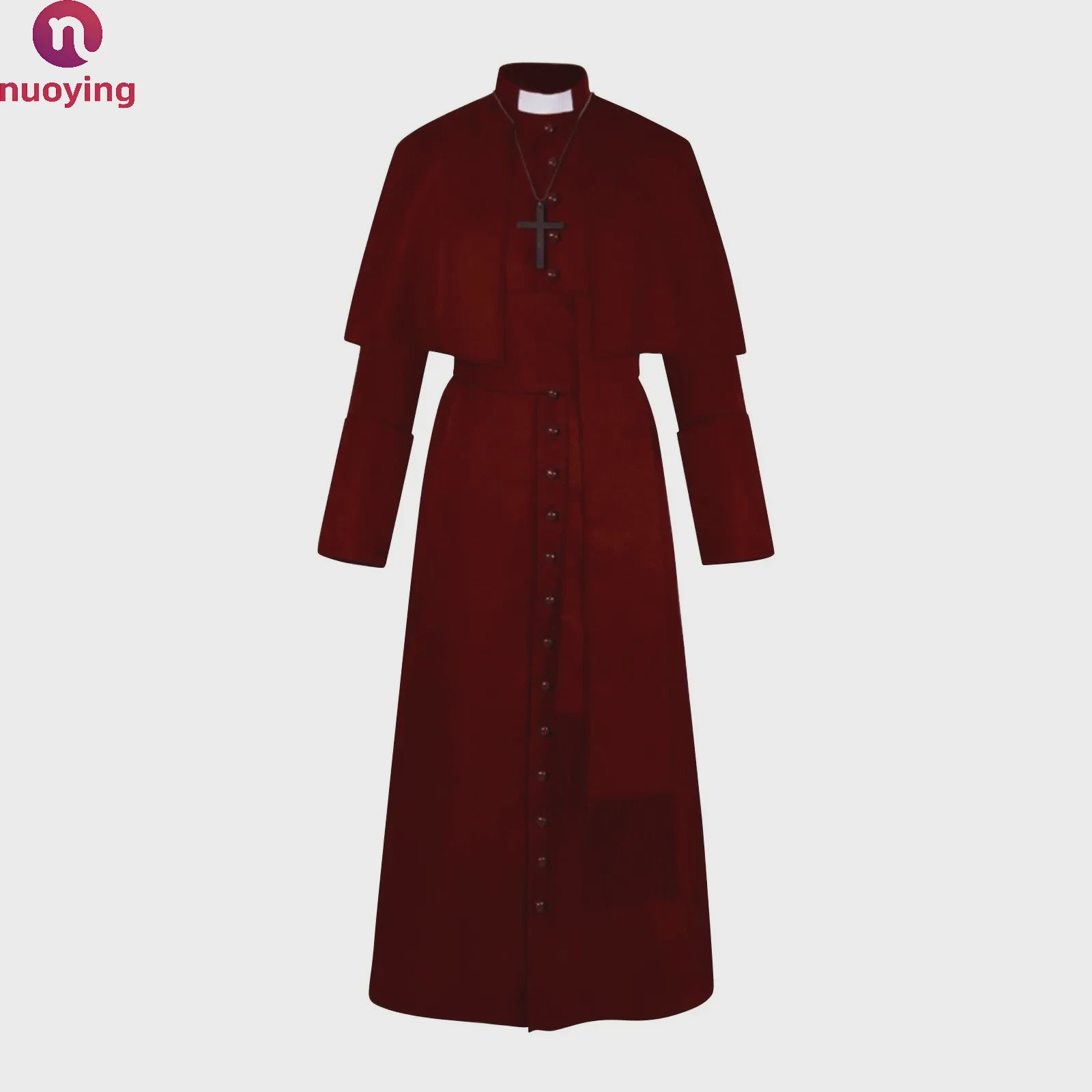 Middeleeuwse Priesterlijke Cassock Robe met Kruis & Accessoires - Retro Religieus Kostuum