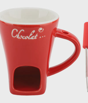 Chocolade Smeltmok met Vork - Keramische Fondue Beker voor Smelten en Warmer Houden