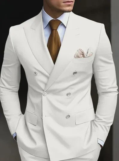 Luxe Bruin Herenpak - Double Breasted, Peak Lapel, Slim Fit Blazer & Pantalon