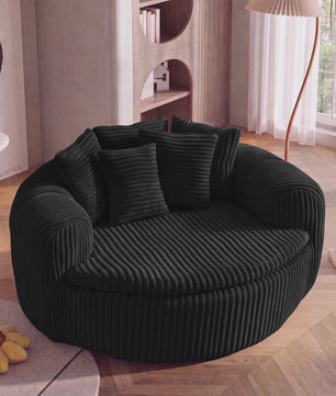 Moderne Corduroy Beanbag Fauteuil met Extra Brede Armleuningen en 5 Kussens - Comfortabele Lounge Stoel voor Woonkamer & Slaapkamer