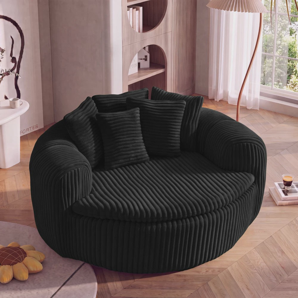 Moderne Corduroy Beanbag Fauteuil met Extra Brede Armleuningen en 5 Kussens - Comfortabele Lounge Stoel voor Woonkamer & Slaapkamer