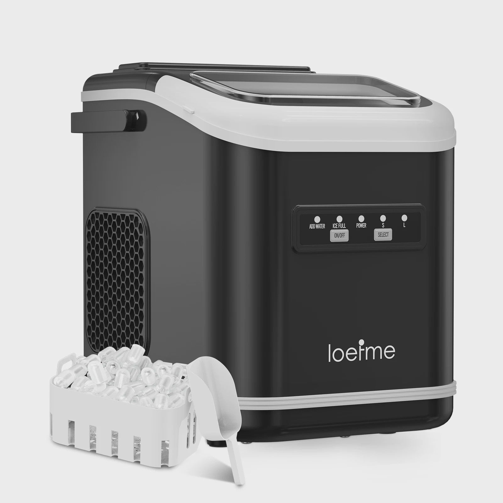 LOEFME Draagbare IJsmachine - 15kg/24u, Snel IJs Maken in 6-13 Minuten