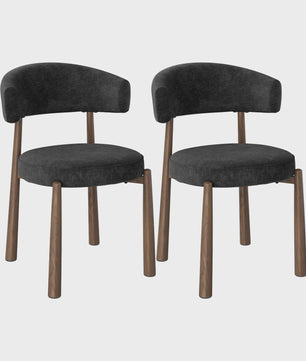 Set van 2 Mid-Century Modern Eetkamerstoelen - Chenille Gestoffeerd met Metalen Poten - Ergonomisch & Stijlvol