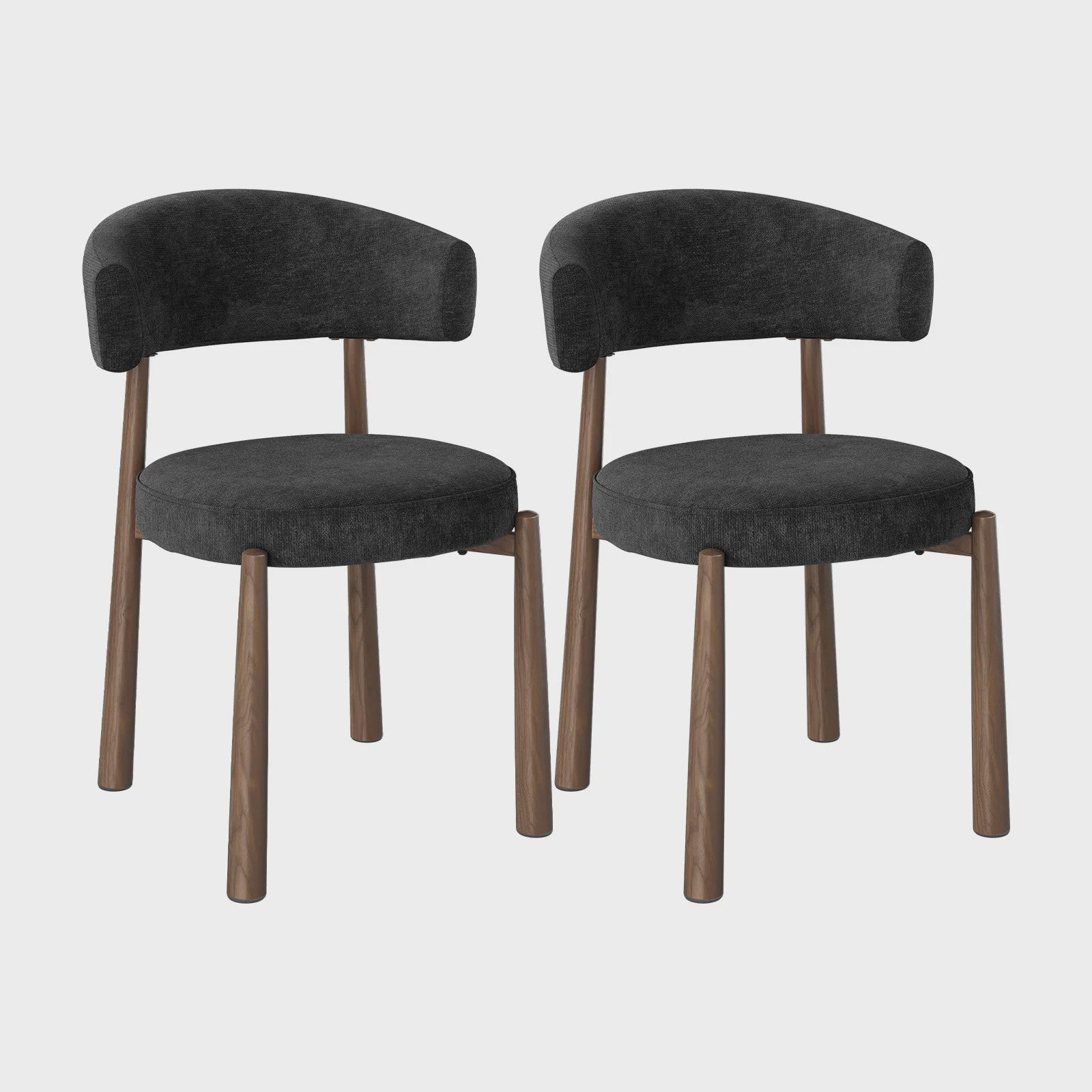 Set van 2 Mid-Century Modern Eetkamerstoelen - Chenille Gestoffeerd met Metalen Poten - Ergonomisch & Stijlvol