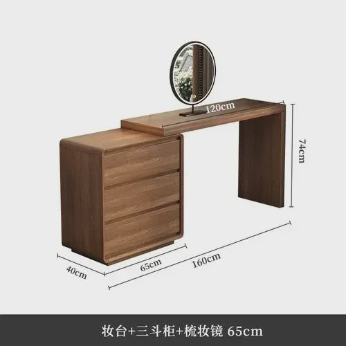 Moderne Houten Kaptafel met Spiegel en Ruime Opbergruimte