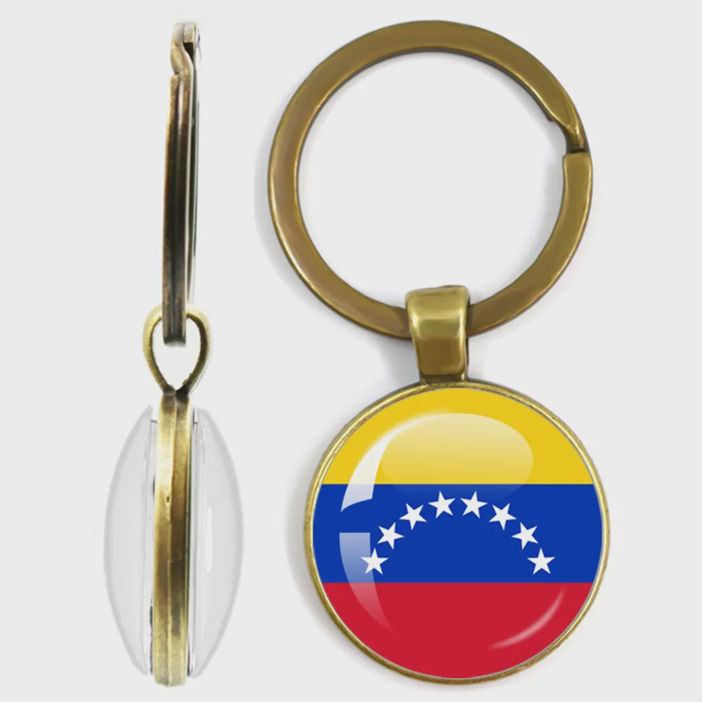 Soviet Union,Brazil,Canada,Netherlands,Israel,Syria,Venezuela,United States,Spain National Flag Series Double-Sided Keychain