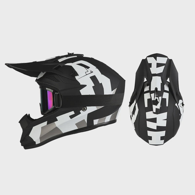 Off Road Motorcross Helm met Vizier & Goggles - Veilig & Comfortabel