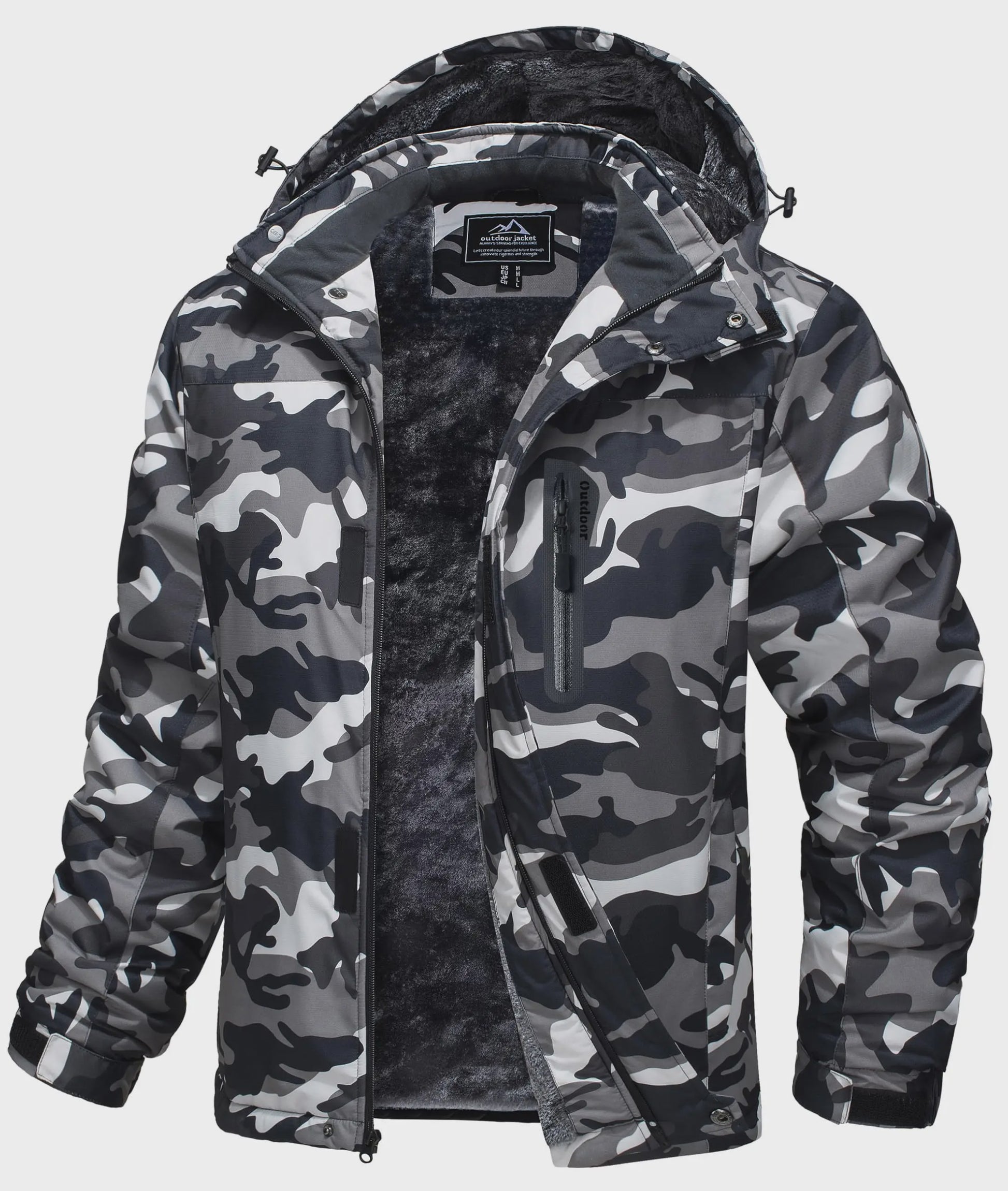 Heren Winterjas Waterdicht Fleece Warm Winddicht Met Capuchon voor Skiën, Snowboarden, Wandelen & Outdoor