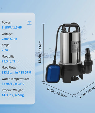 Dompelpomp 550W - 2200W: Krachtige Waterpomp voor Zwembaden, Kelders & Meer