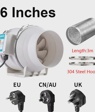 Inline Duct Ventilator 4, 5, 6, 8 Inch - 220V Afzuigventilator voor Keuken, Toilet & Ruimteventilatie