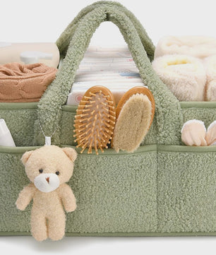 Luxe Baby Luiertas Organizer met Knuffelbeer - Opbergmand voor Commode & Luiers
