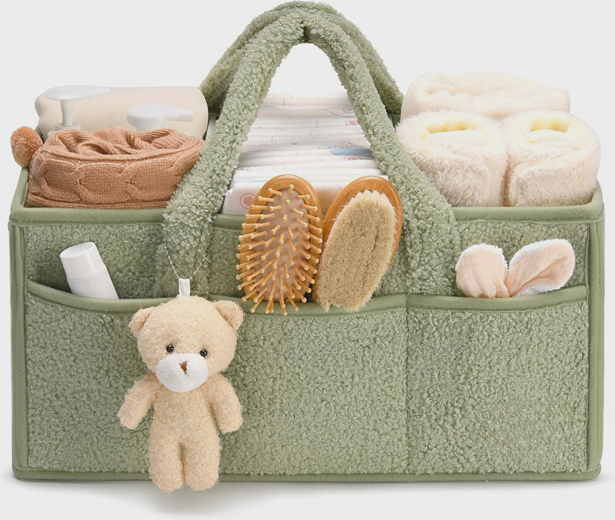 Luxe Baby Luiertas Organizer met Knuffelbeer - Opbergmand voor Commode & Luiers