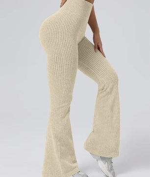 Hoge Taille Stretch Pantalon met Wijde Pijpen voor Dames - Slim Fit, Ideaal voor Workout & Casual Gebruik