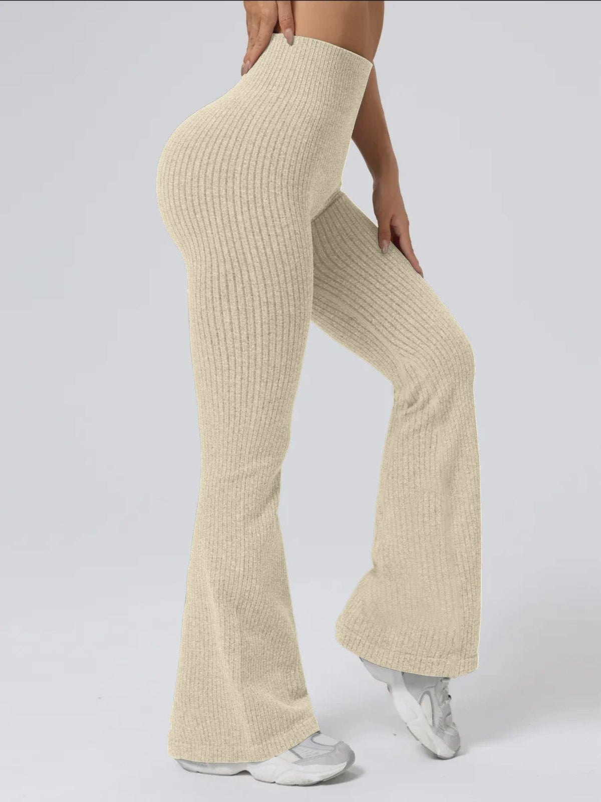 Hoge Taille Stretch Pantalon met Wijde Pijpen voor Dames - Slim Fit, Ideaal voor Workout & Casual Gebruik