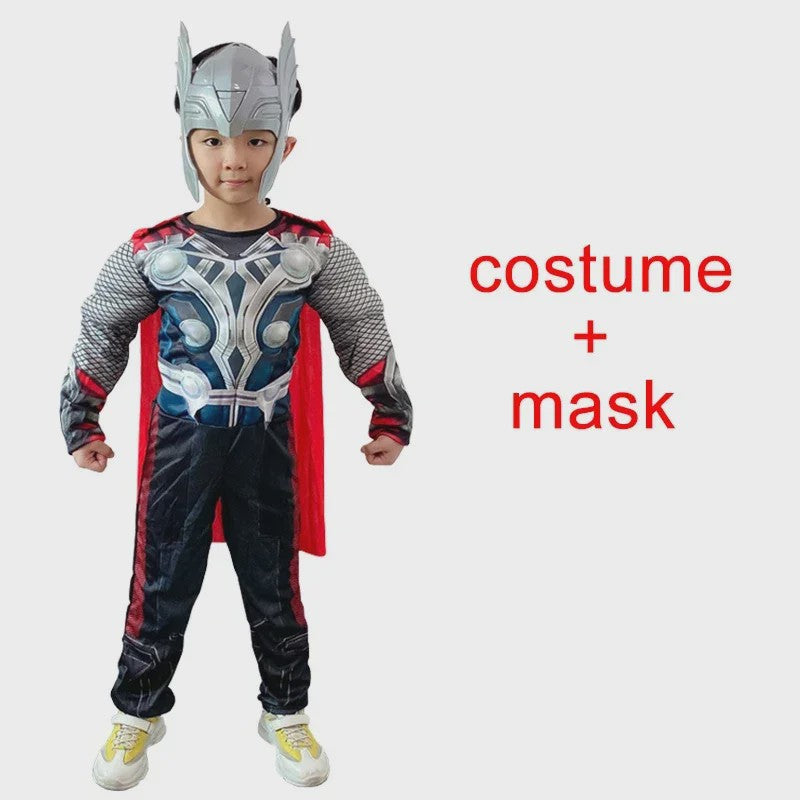 Thor Muscle Held Cosplay Kostuum Compleet met Mjölnir Hamer - Kinderen Halloween & Carnaval
