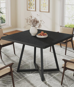 Industriële Vierkante Eettafel 80x80 cm voor 4 Personen met Houten Look en Metaal Onderstel