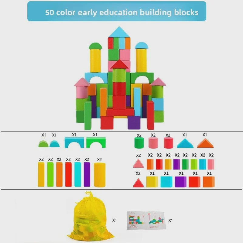 Houten Blokken Speelgoed - 100 Stuks Gekleurde Bouwblokken voor Vroege Educatie en Cognitieve Ontwikkeling